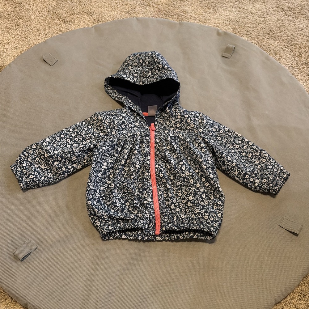 Carters Wind Breaker Jacket Blue with Flowers ~ Size 9 Months